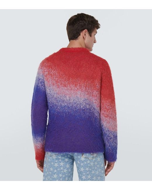 ERL Red Gradient Mohair-Blend Sweater for men