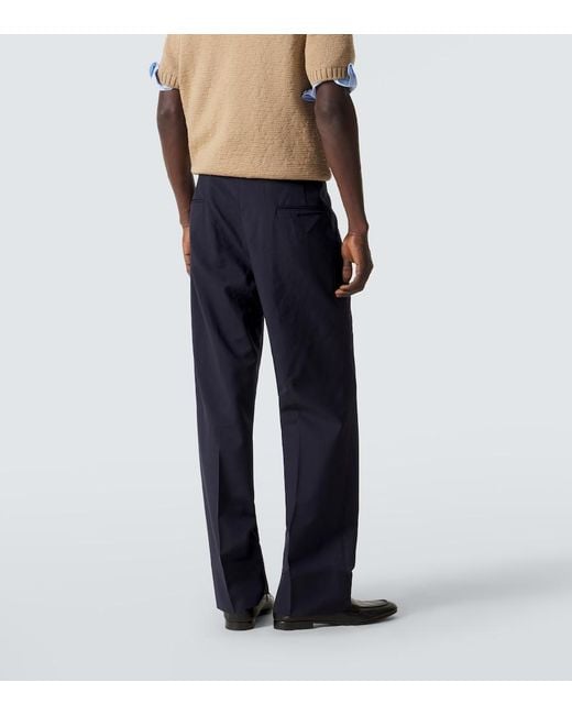 Prada Blue Wool And Mohair Straight Pants for men