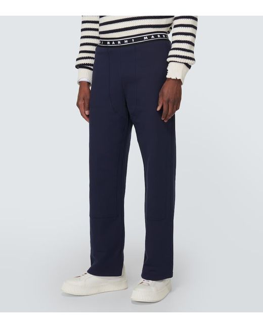 Marni Cotton Straight Pants in Blue for Men