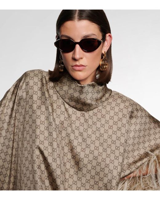 Gucci Brown Double G Oval Sunglasses