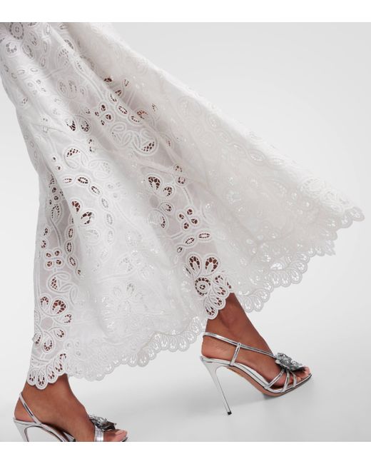 Zimmermann White Ottie Embroidered Cotton Maxi Dress