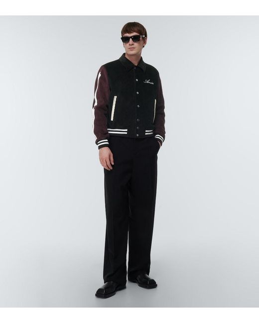 Amiri Black Corduroy Bones Varsity Jacket for men