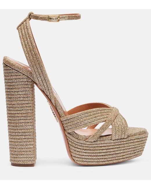 Aquazzura Brown Sundance Plateau 140 Platform Sandals
