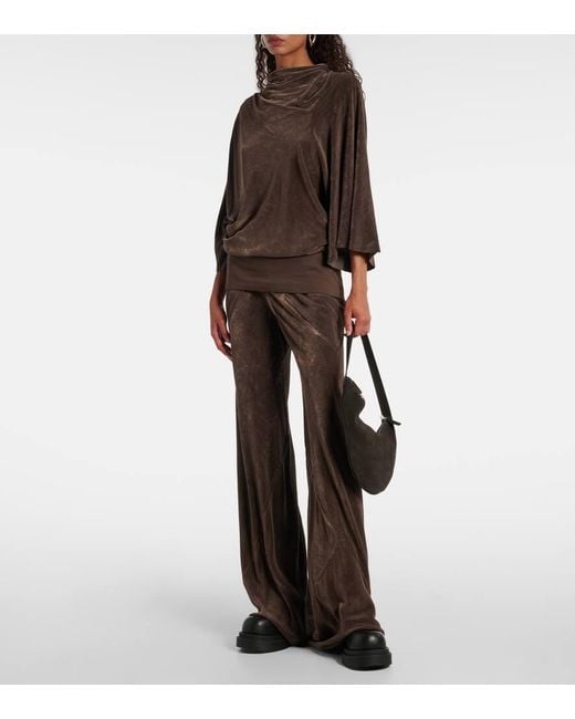 Rick Owens Brown Draped Crepe Top