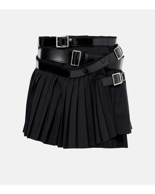 Junya Watanabe Black Minirock aus einem Wollgemisch