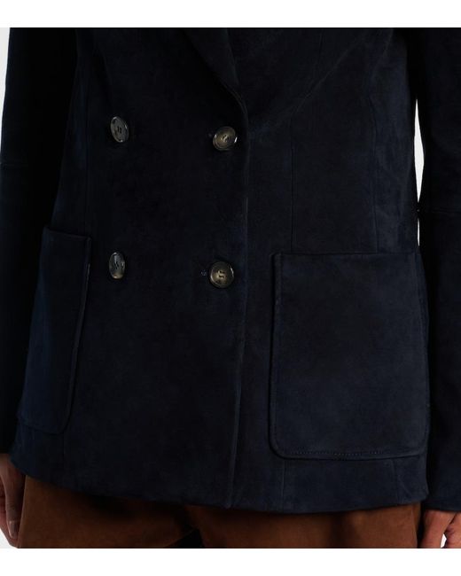 Stouls Blue Suede Double-Breasted Blazer