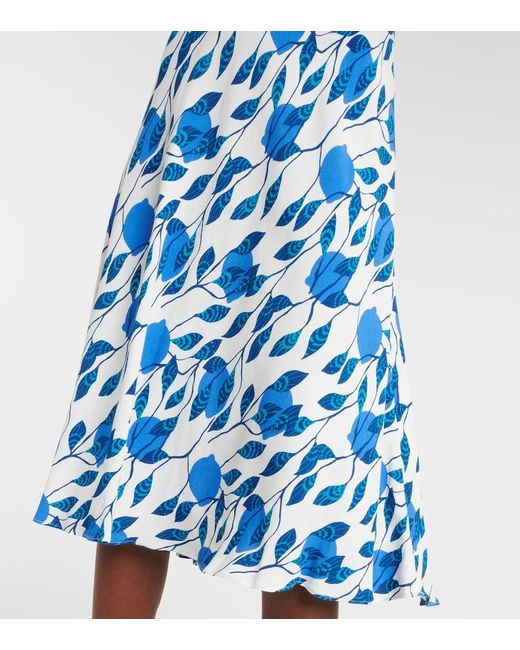 Diane von Furstenberg Blue Jemma Printed Crepe Midi Dress