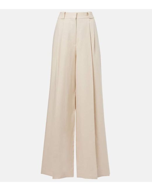 Blazé Milano Natural Weite High-Rise-Hose Husi Aus Leinen