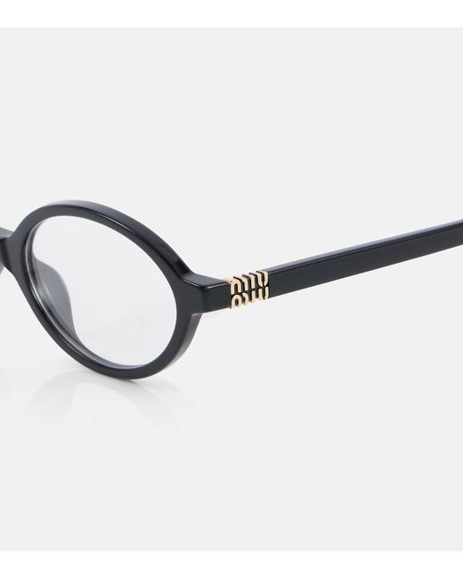 Miu Miu Brown Miu Regard Oval Glasses
