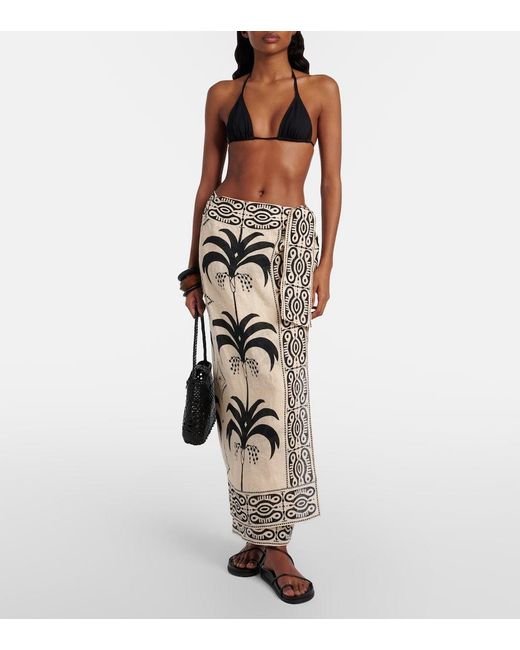 Johanna Ortiz Natural Printed Linen Beach Cover-Up