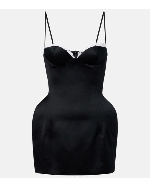 Magda Butrym Black Crochet-Trimmed Cotton Bustier Dress