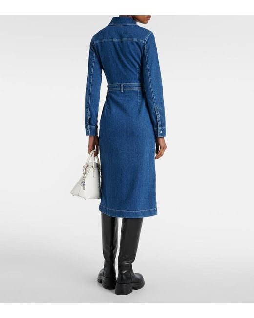 7 For All Mankind Blue Denim Midi Dress