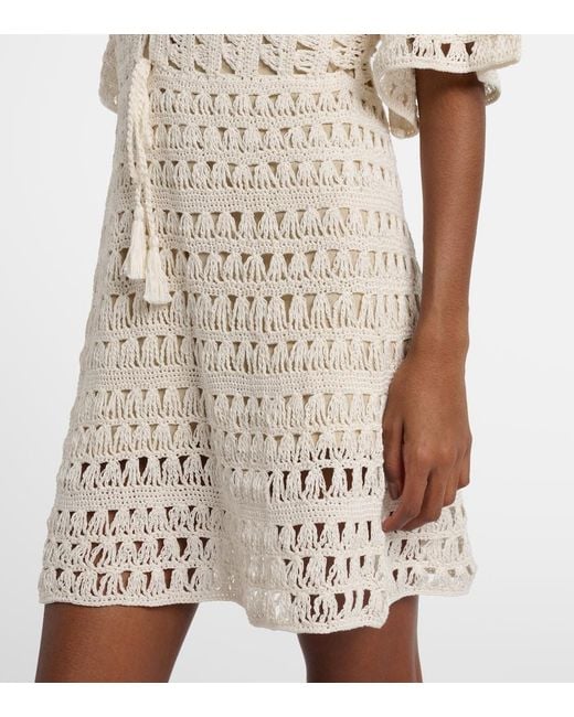 Anna Kosturova Natural Crochet Cotton Minidress