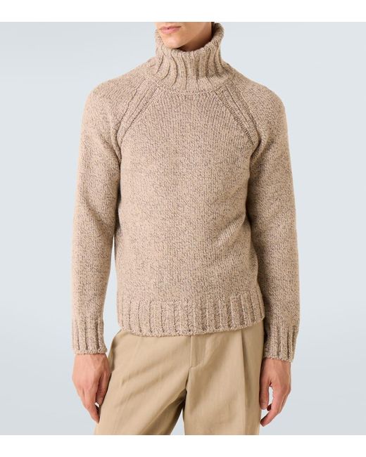 Zegna Natural Cashmere And Wool Turtleneck Sweater for men