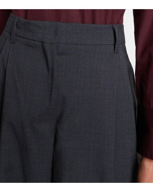 Max Mara Blue Wool Wide-Leg Pants