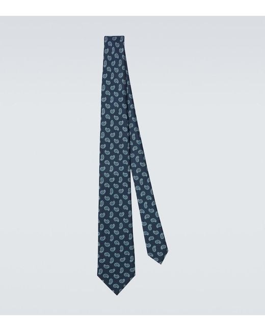 Brioni Blue Paisley Silk Jacquard Tie for men