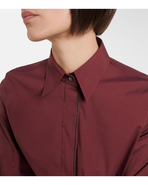 Brunello Cucinelli Red Monili Cotton-Blend Shirt