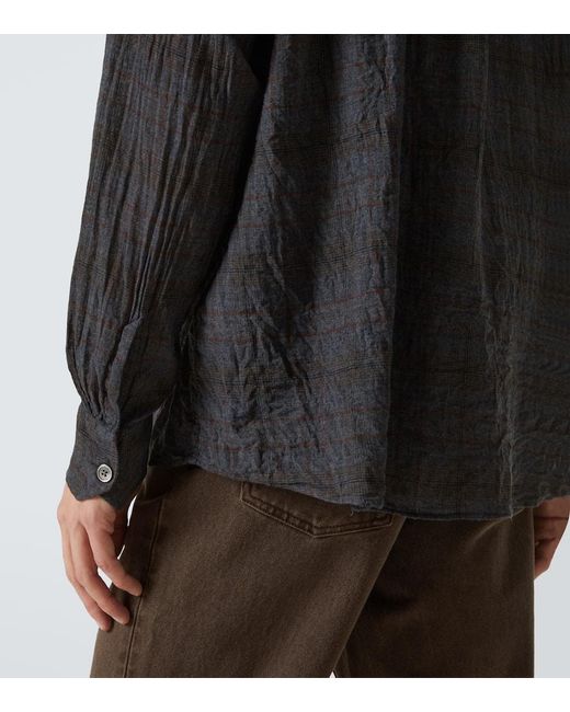 Our Legacy Black Above Checked Cotton-Blend Shirt for men
