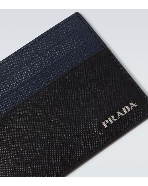 Prada Blue Saffiano Leather Card Holder for men