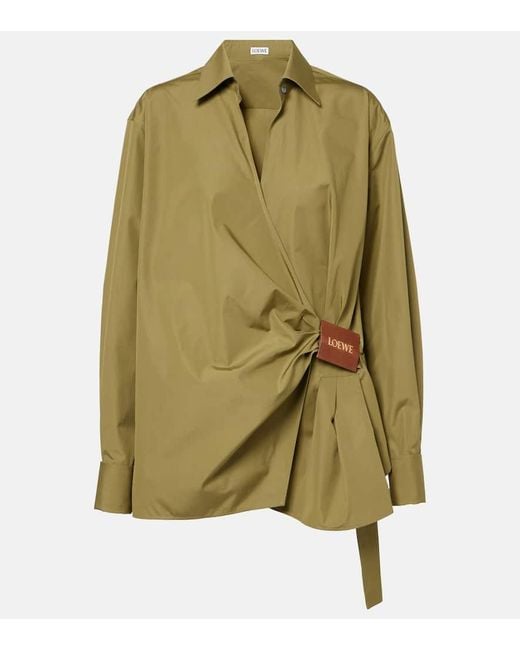 Loewe Green Draped Cotton Poplin Shirt