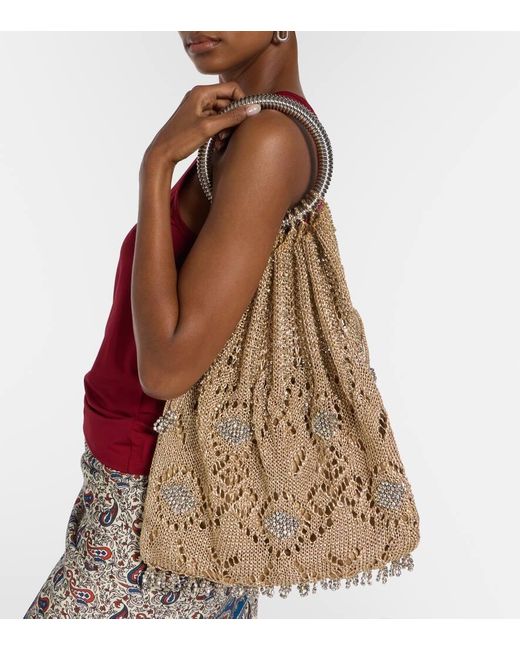 Cabas En Crochet Lame A Perles Rabanne en coloris Natural