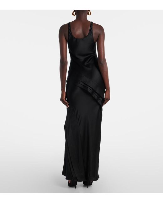 Saint Laurent Black Silk Satin Slip Dress