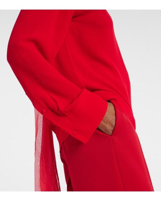 Valentino Red Wool And Silk Georgette Shirt
