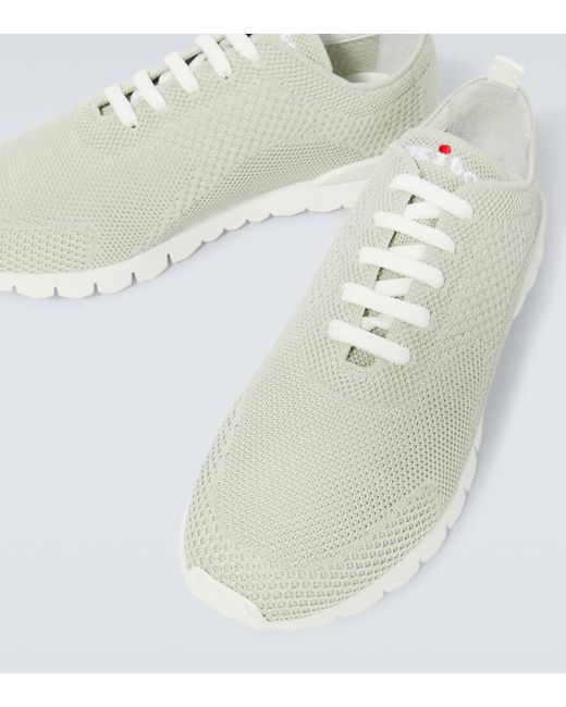 Sneakers in mesh con logo di Kiton in White da Uomo