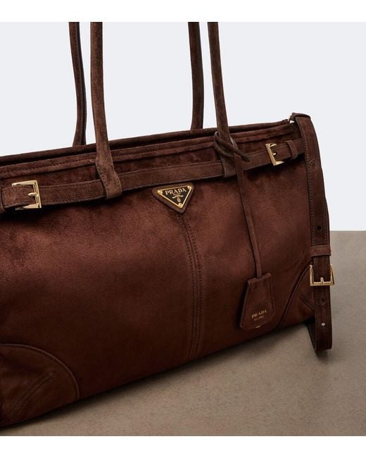 Prada Brown Bonnie Large Suede Tote Bag