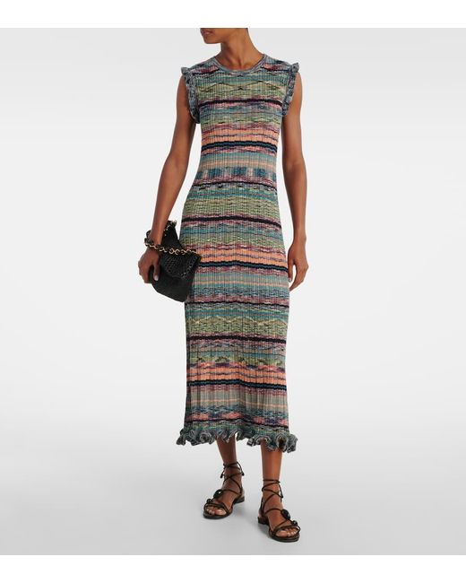 Vestido Midi Acanalado Ajak De Punto Ulla Johnson de color Gray