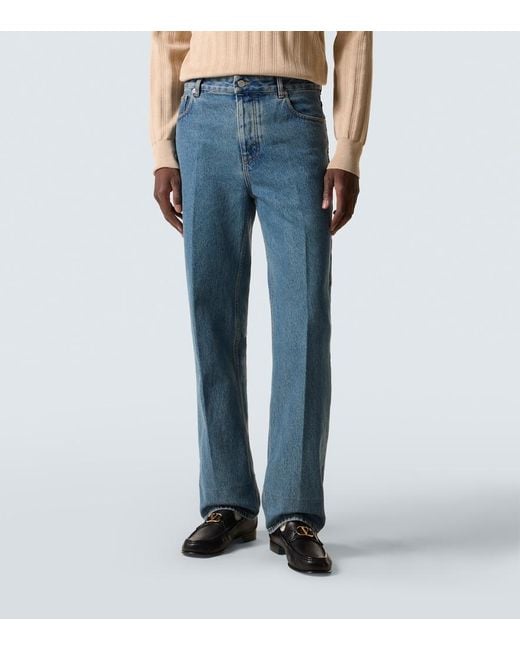 Valentino Blue Mid-Rise Straight Jeans for men