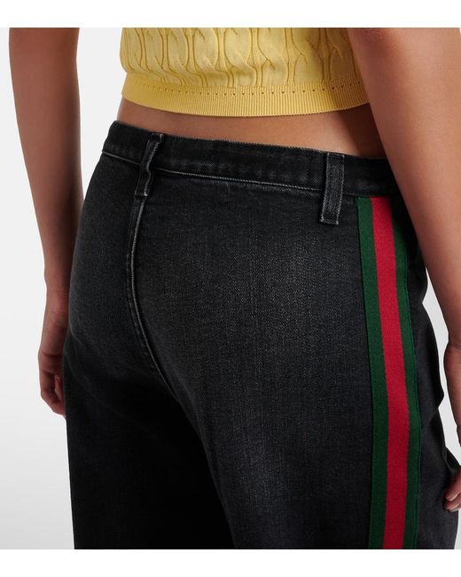 Gucci Blue Web Stripe Straight Jeans