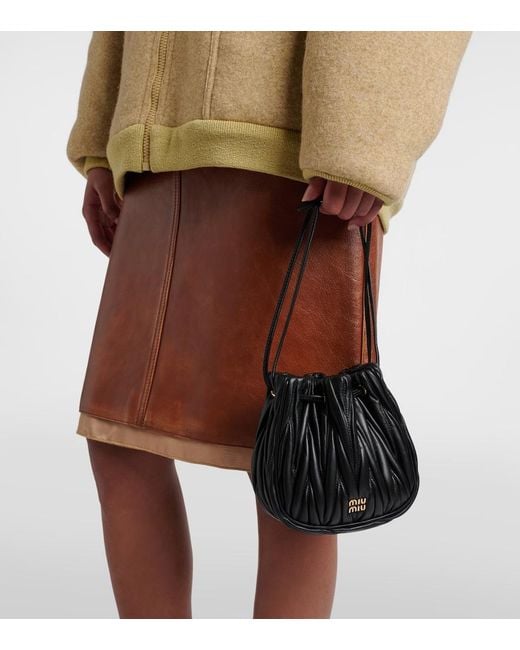 Miu Miu Black Matelasse Leather Bucket Bag
