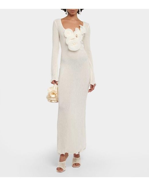 Magda Butrym Natural Floral Shirred Gown