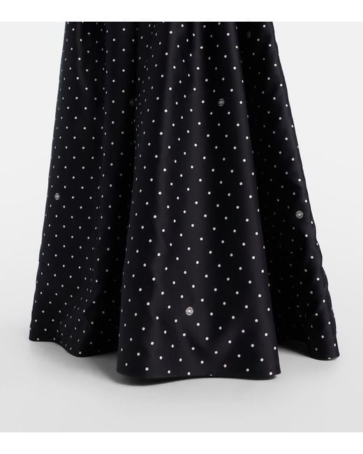 Elie Saab Black Belted Polka-Dot Gown