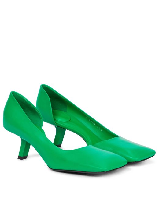 Balenciaga Green Void Leather D'orsay Pumps
