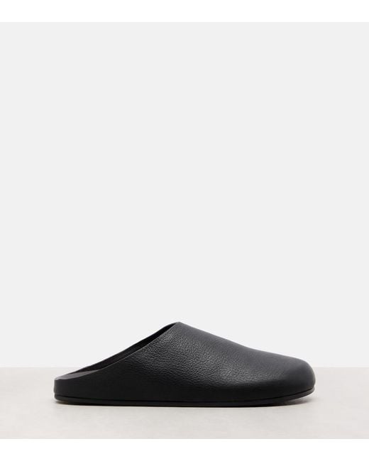 The Row Gray Hudson Leather Mules