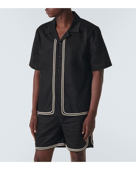 Commas Black Braided Cotton Shirt for men