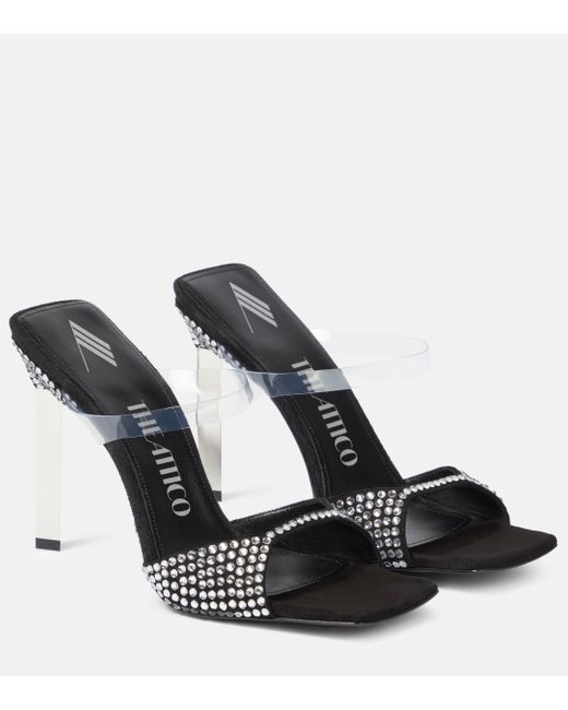 The Attico Black Adele Embellished Suede And Pvc Sandals