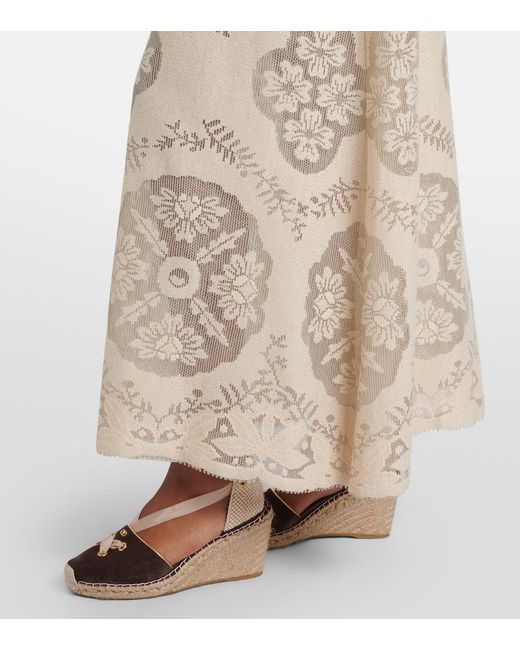Valentino Natural Vgold Floral Cotton-Blend Maxi Dress