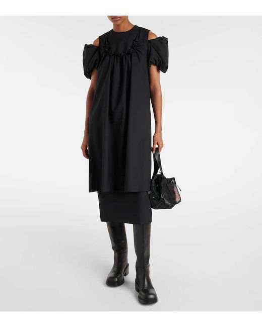 Noir Kei Ninomiya Black Cutout Wool Midi Dress