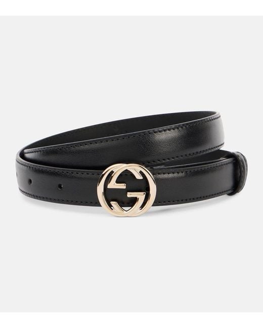 Cinturon Interlocking G De Piel Gucci de color Black
