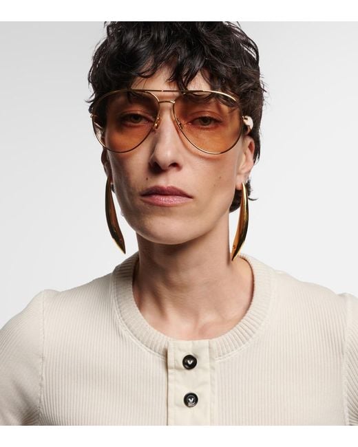 Bottega Veneta Brown Sardine Aviator Sunglasses