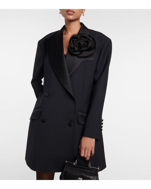 Blazer con applicazione floreale di Dolce & Gabbana in Black