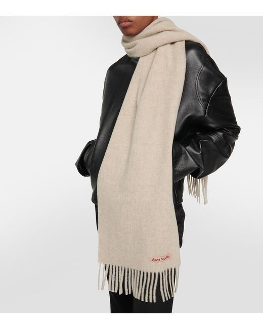 Acne Natural Canada Skinny Fringed Wool Scarf