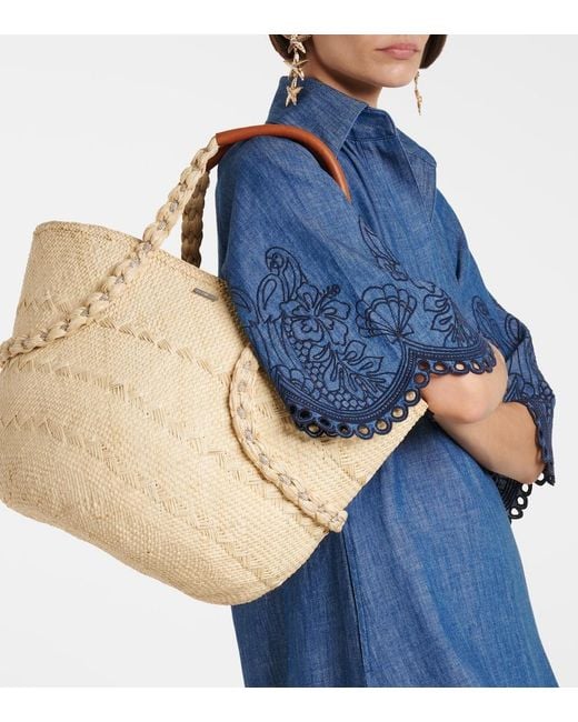 Aquazzura Natural Isla Raffia Tote Bag
