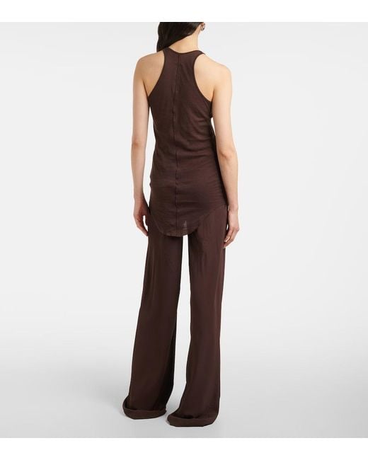 Rick Owens Brown Ribbed-Knit Cotton Tank Top