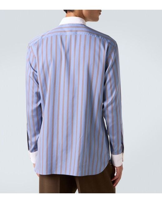 Tom Ford Blue Striped Silk Shirt for men