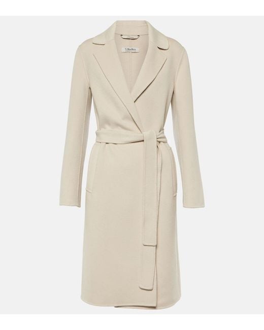 Max Mara Natural Pauline Virgin Wool Wrap Coat