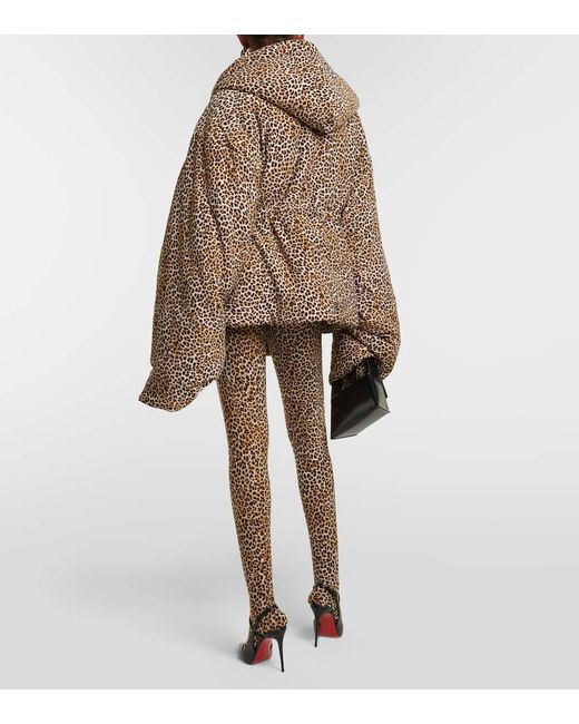 Norma Kamali Brown Sleeping Bag Leopard-print Jacket